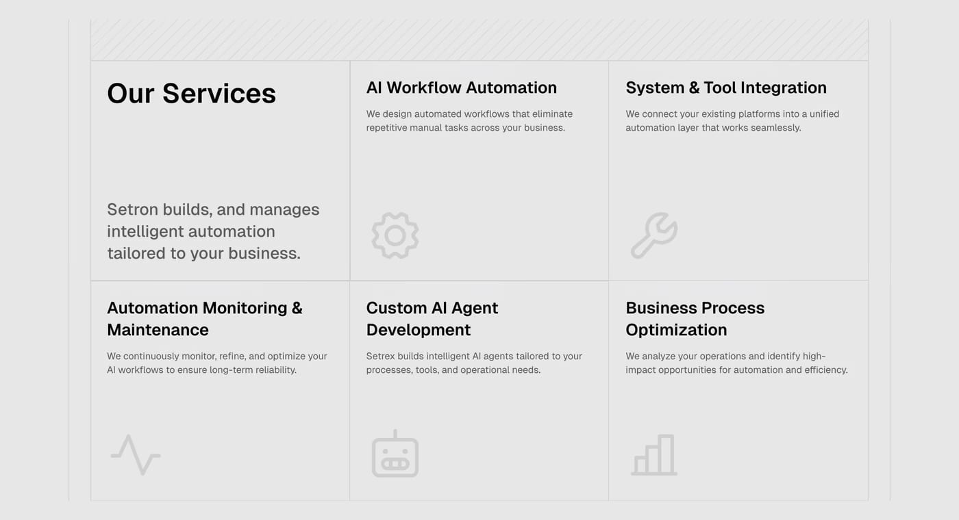 Setron Services section