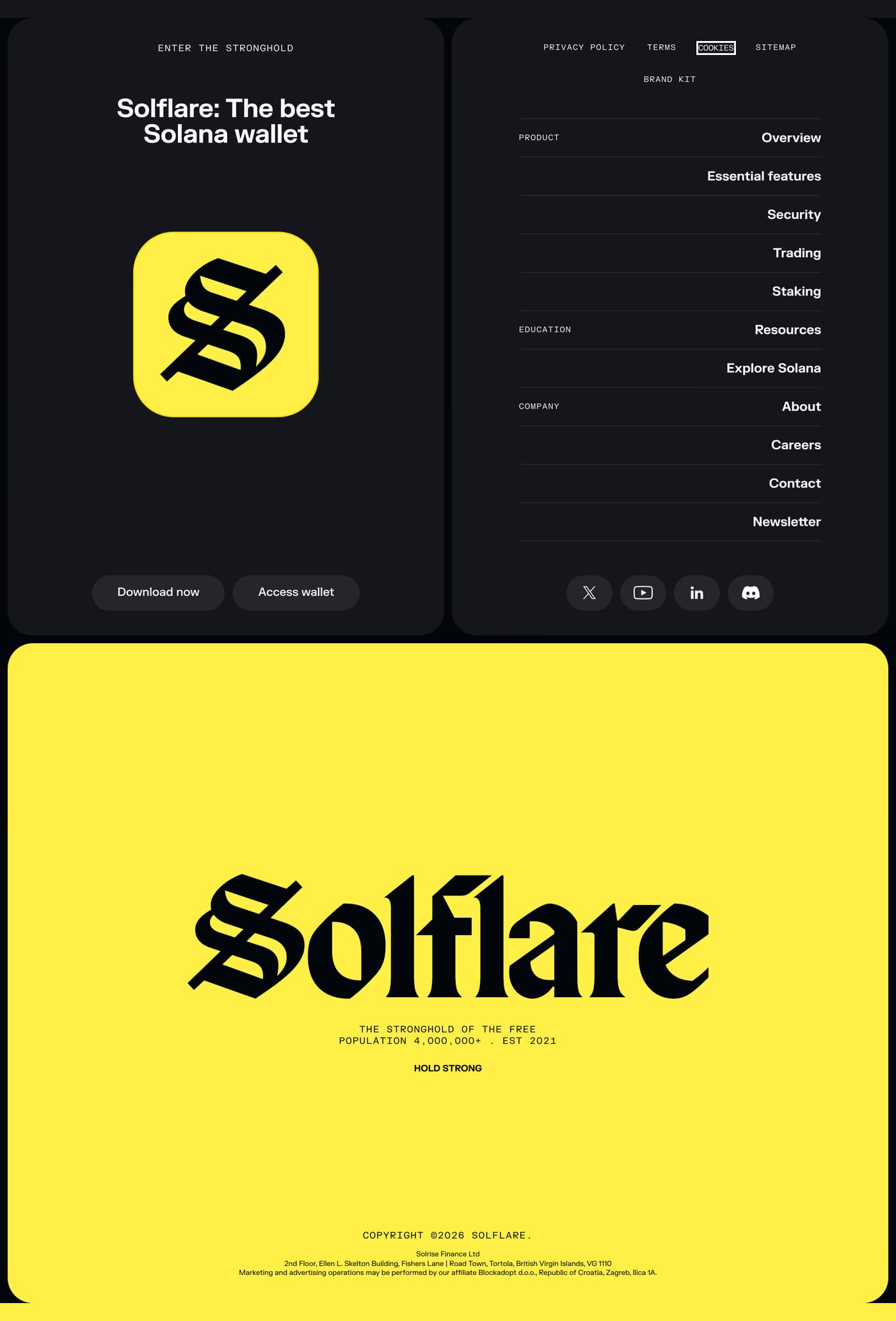 Solflare Footer section