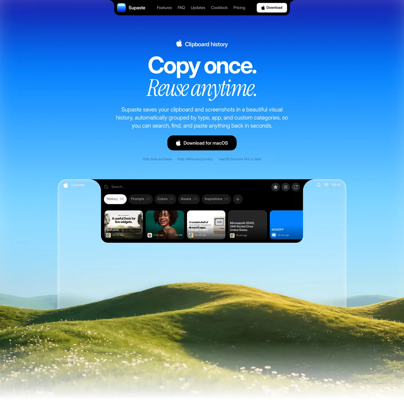 Supaste — screenshot of the hero section