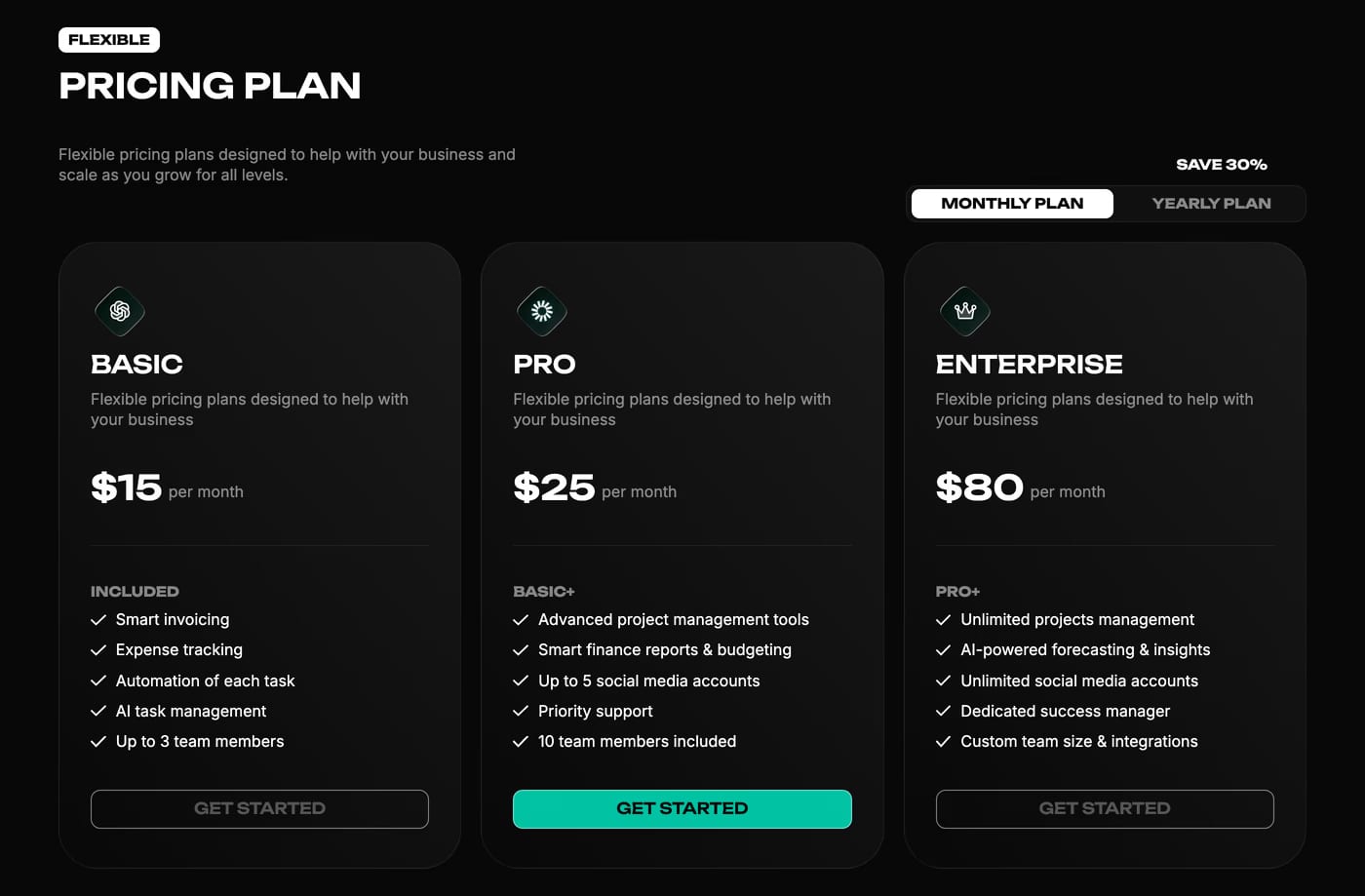 Taskco Pricing section