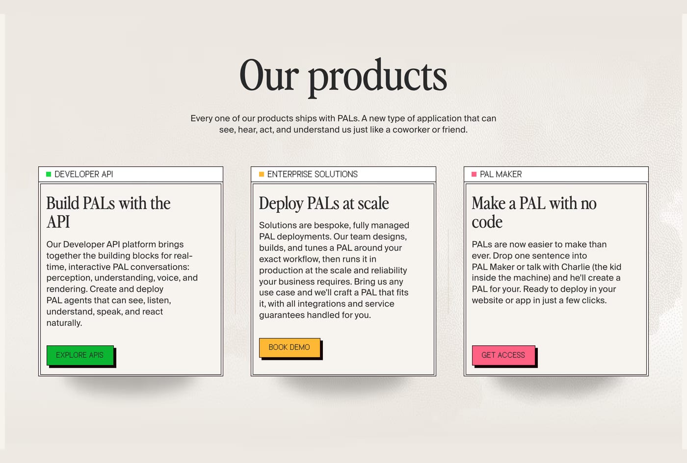 Tavus Products section
