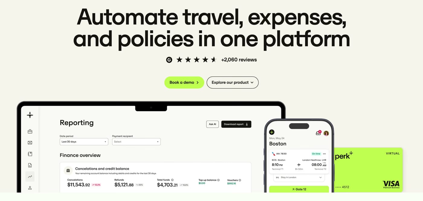 TravelPerk Hero section