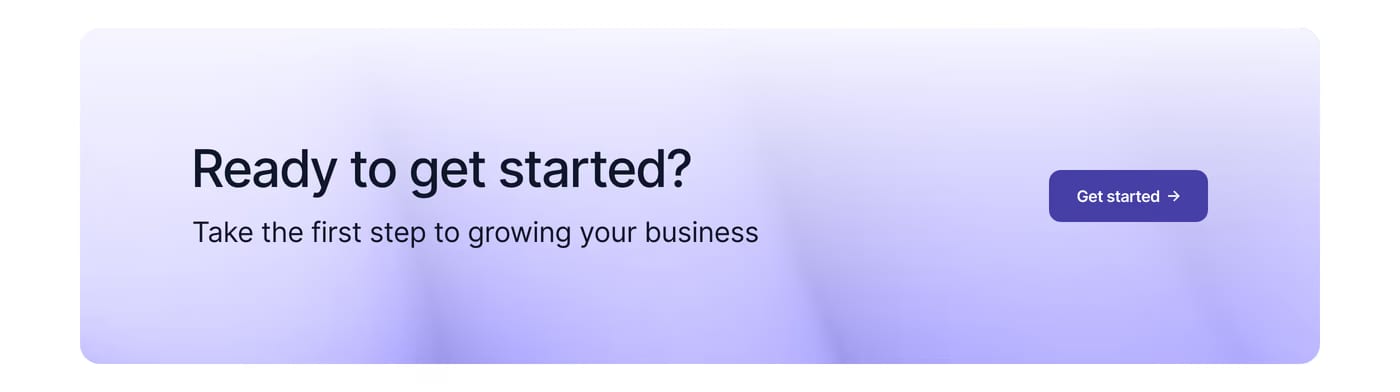 Wedge — screenshot of the call to action section