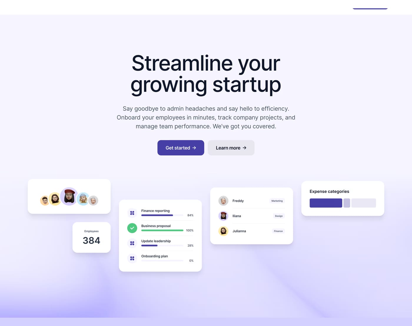 Wedge — screenshot of the hero section
