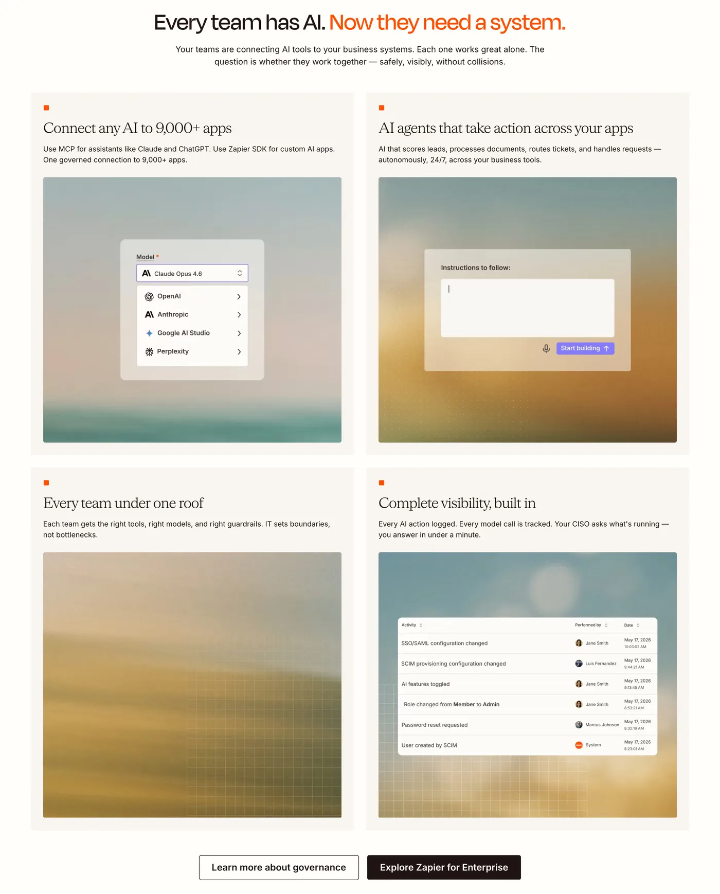 Zapier — screenshot of the features section