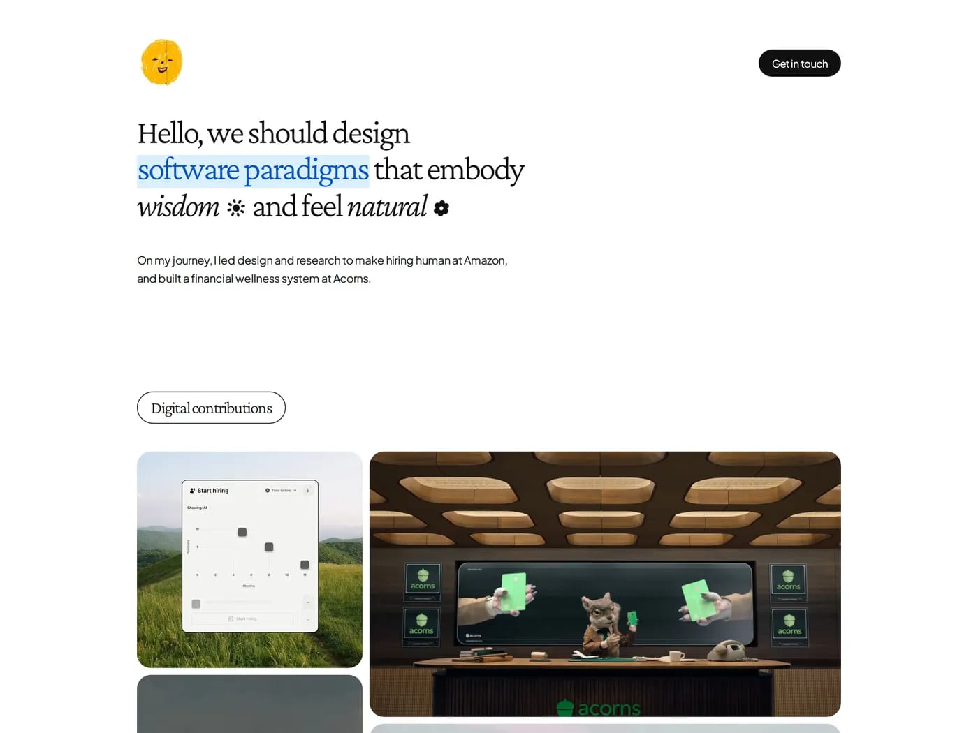 Bradley Ziffer — screenshot of a minimal design portfolio site in white and blue