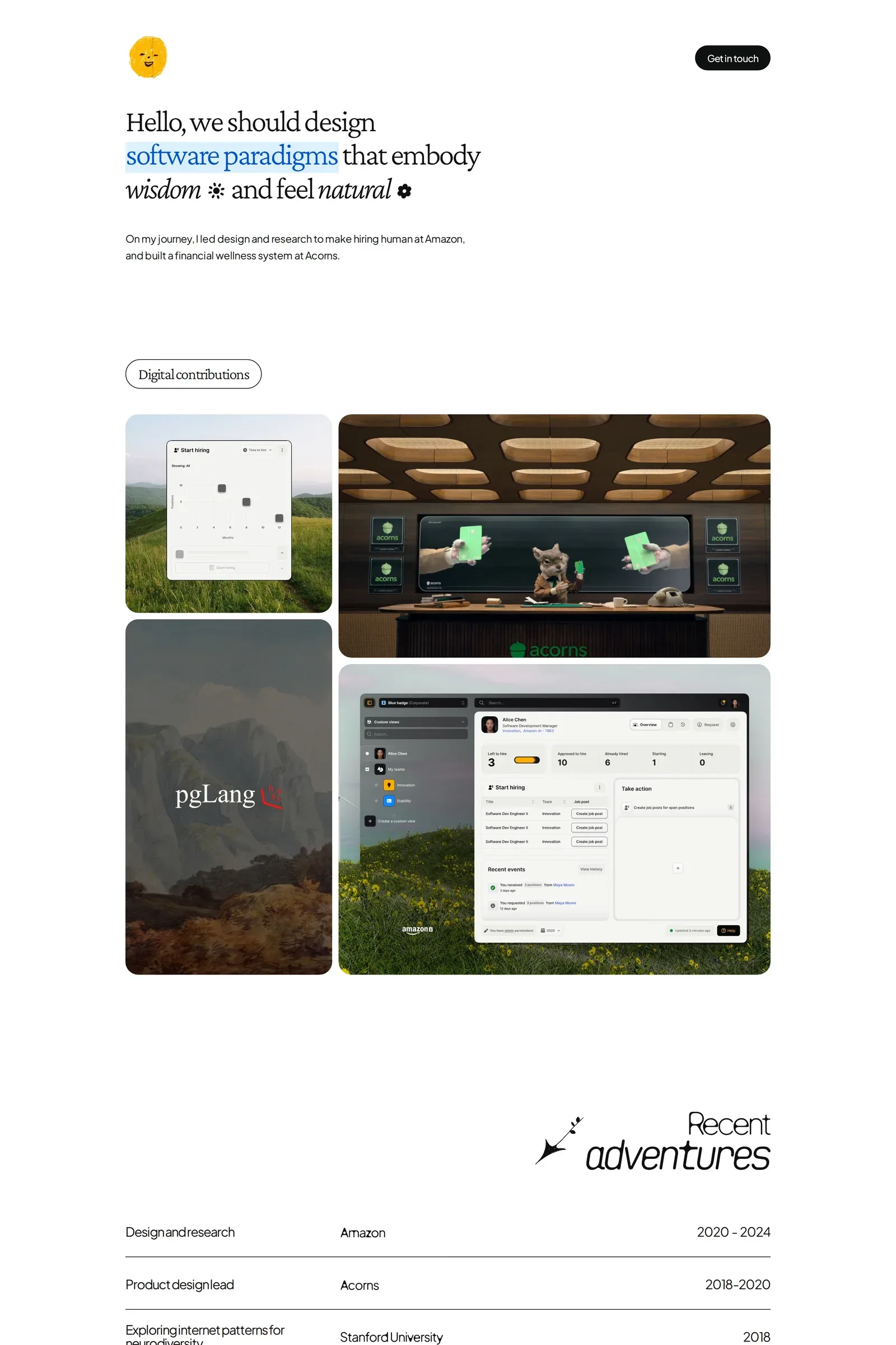 Bradley Ziffer — screenshot of a minimal design portfolio site in white and blue