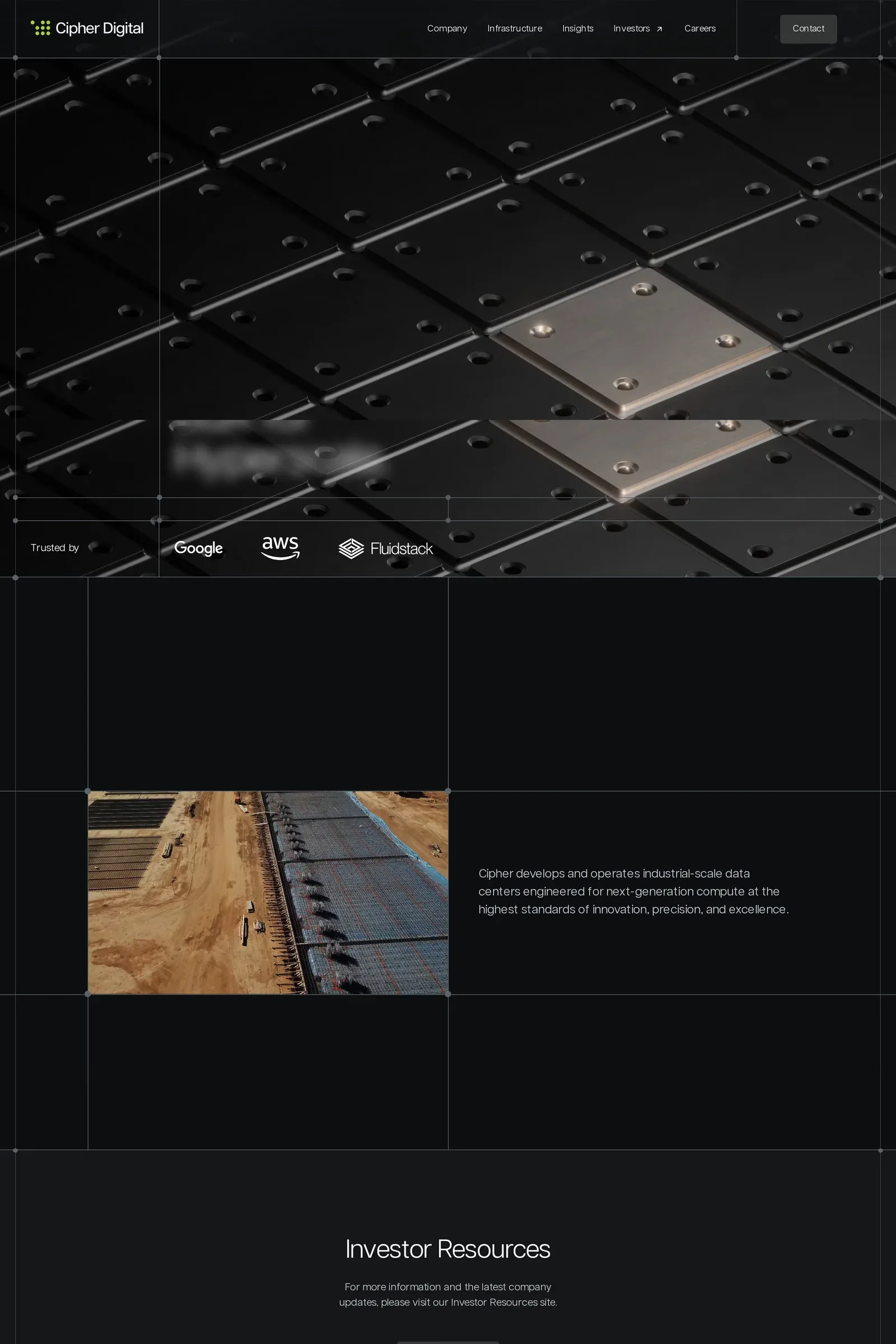 Cipher — screenshot of a clean technology agency site in dark grey and black