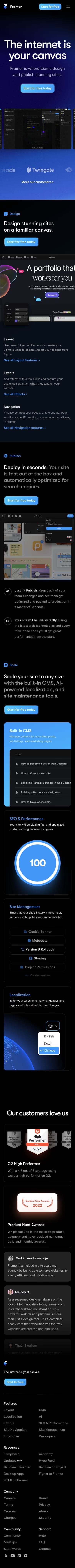 Framer mobile screenshot