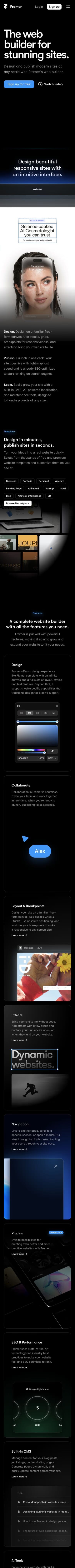 Framer mobile screenshot