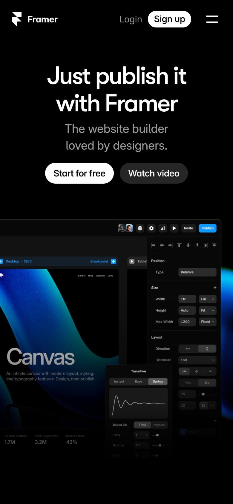Framer mobile screenshot