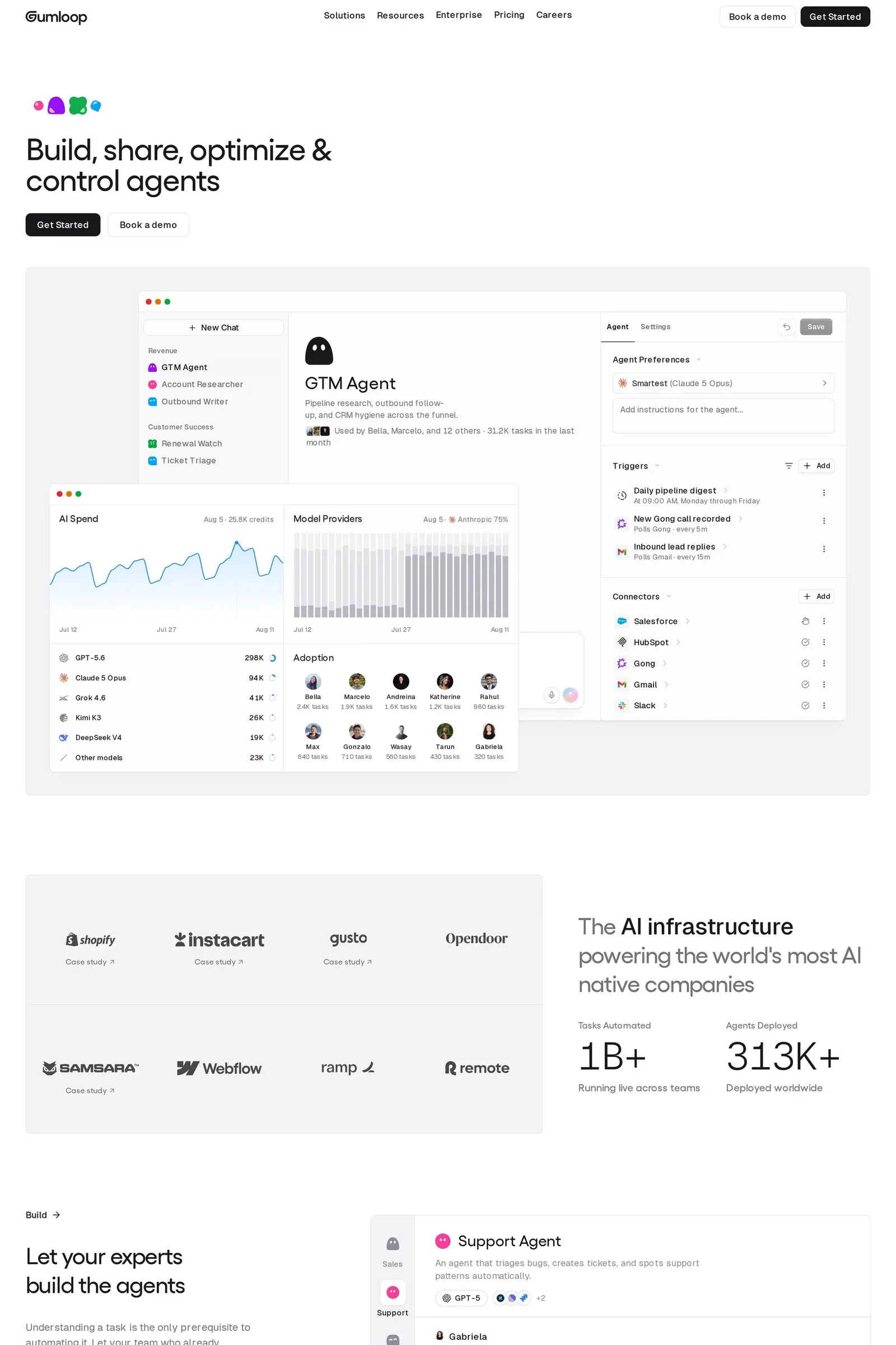 Gumloop — screenshot of a typographic, clean AI online shop in white and light grey