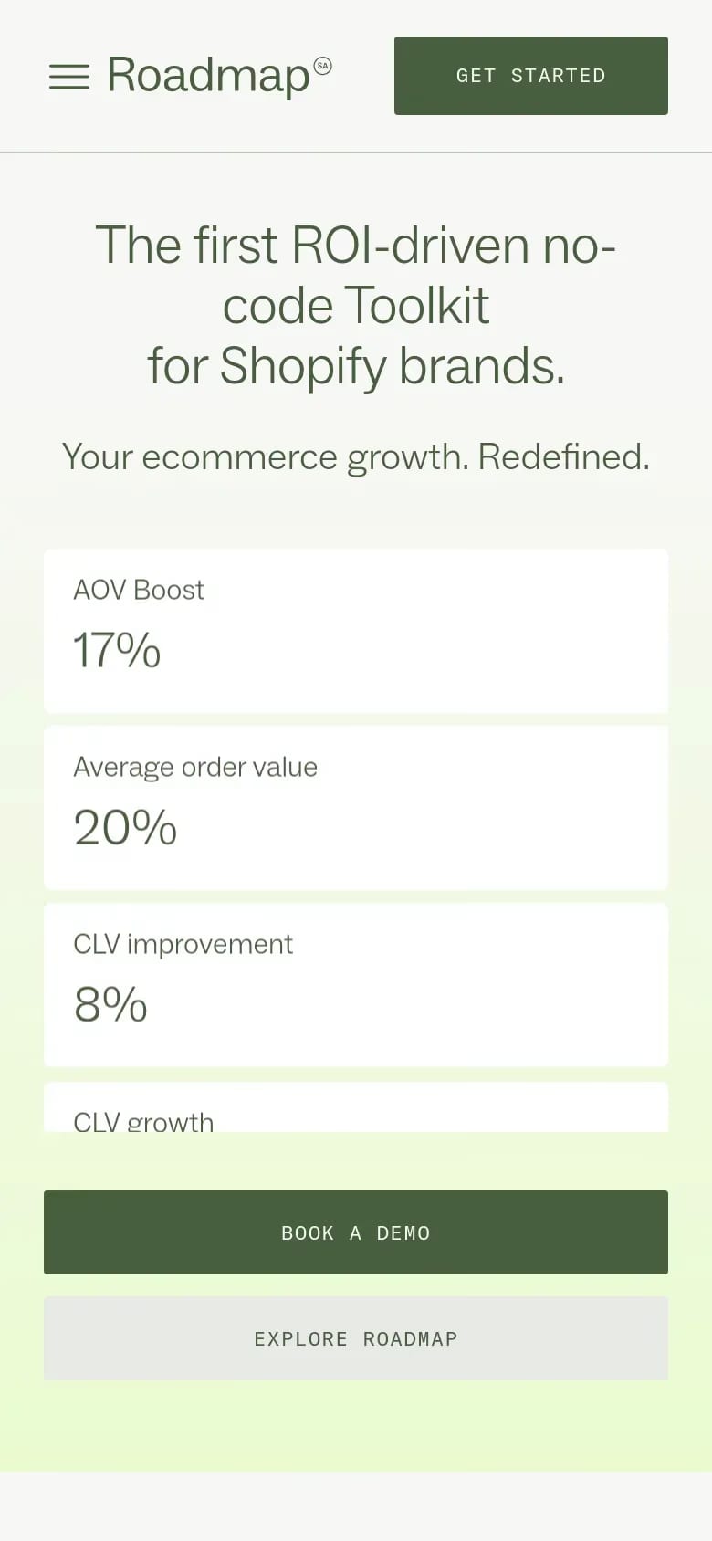 Roadmap mobile screenshot