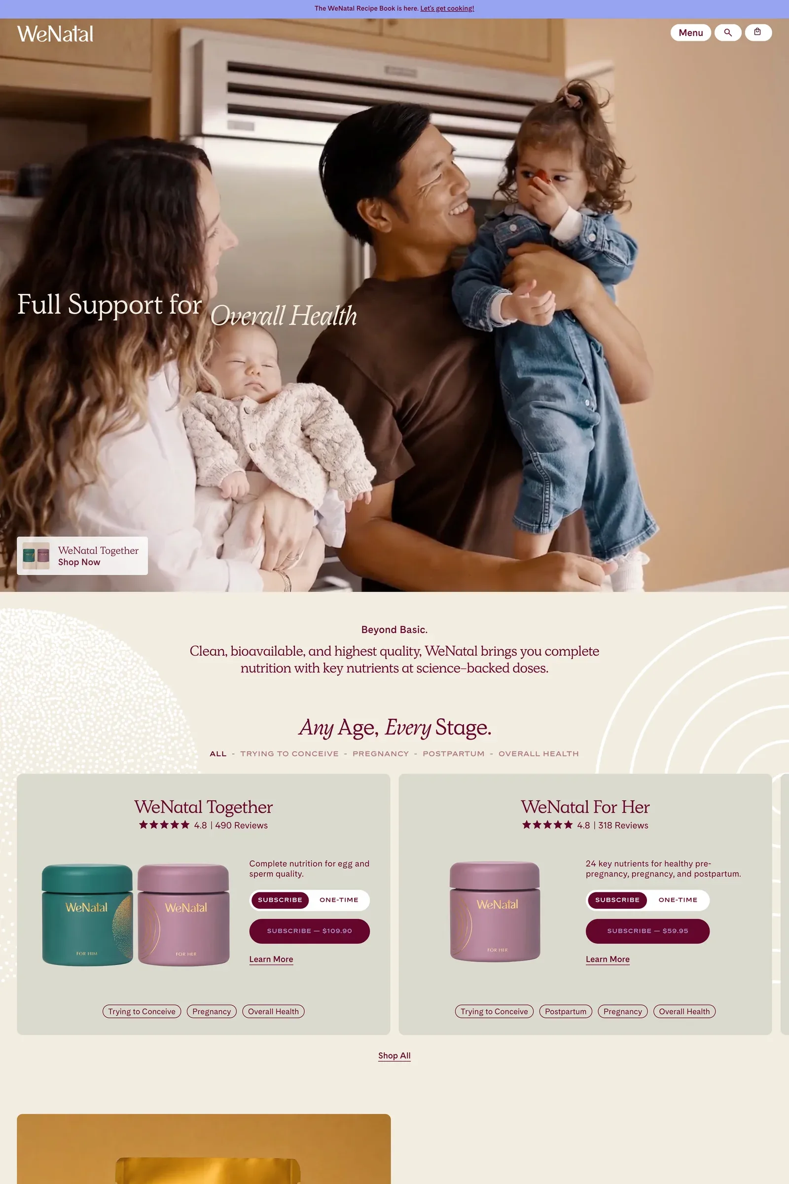 WeNatal — screenshot of an elegant, neutral health online shop in beige and cream