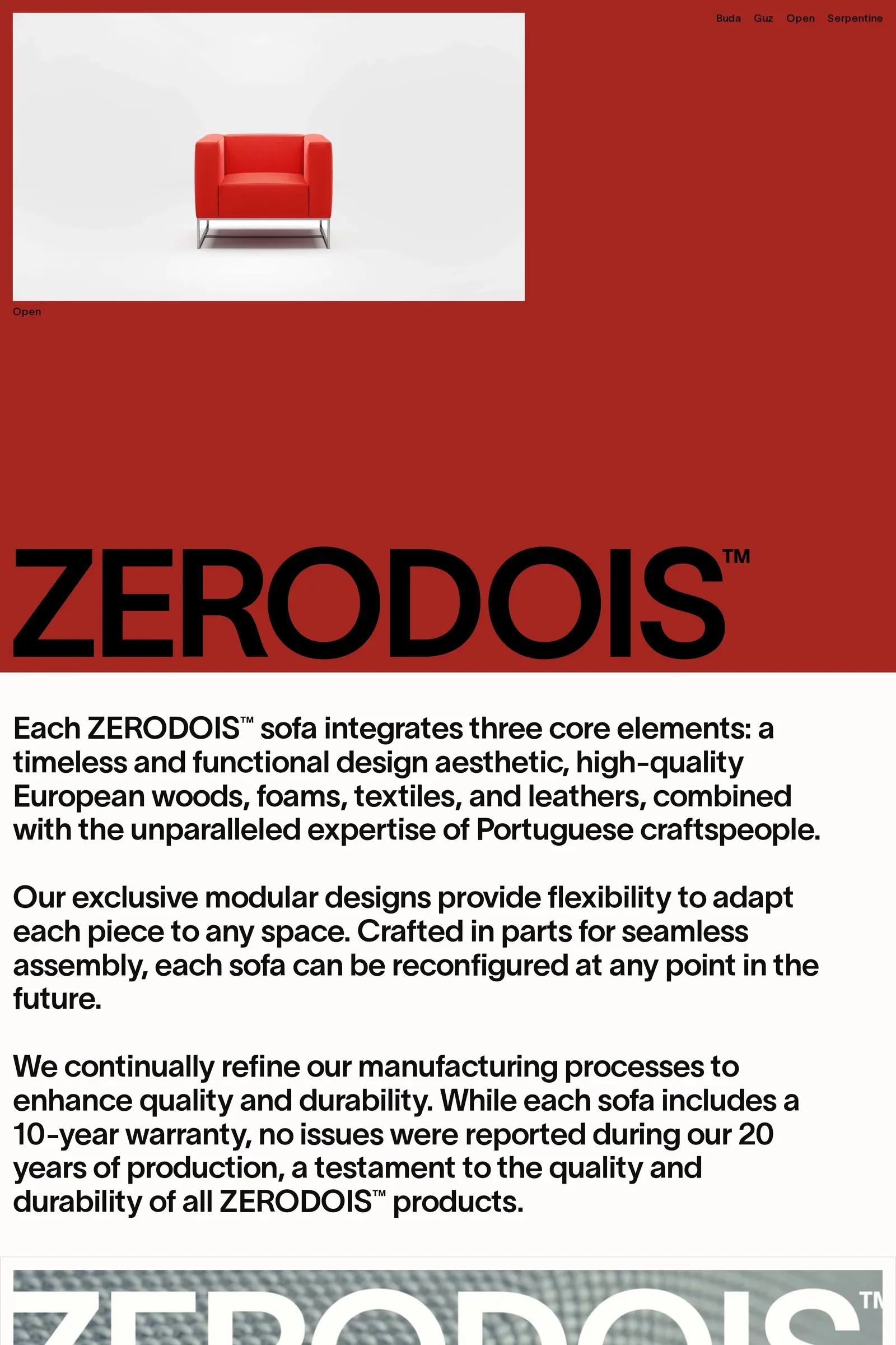 Zerodois — screenshot of a minimal homeware online shop in dark orange and white