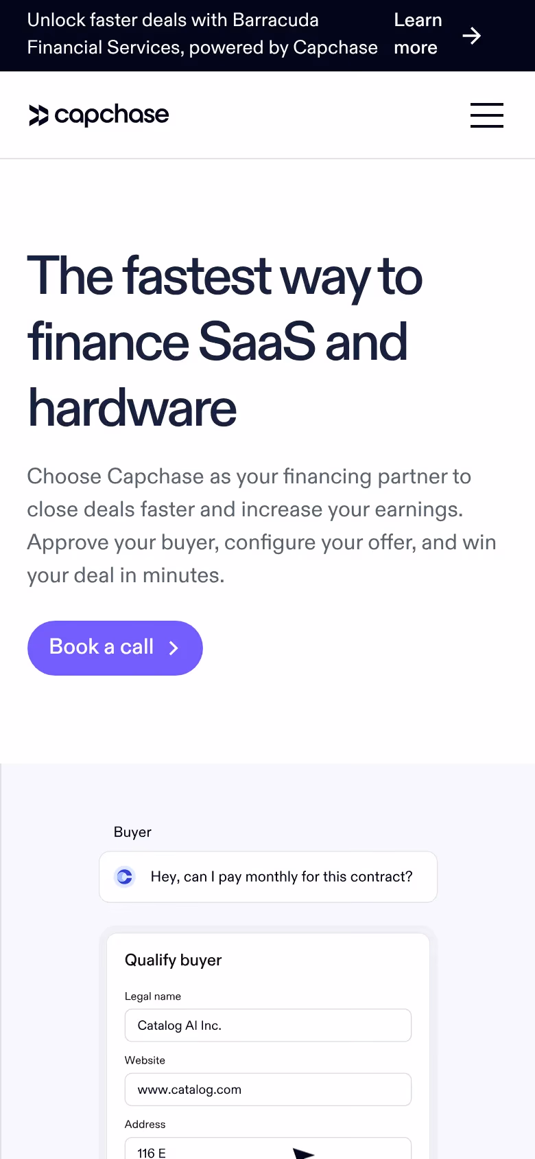 Capchase mobile screenshot