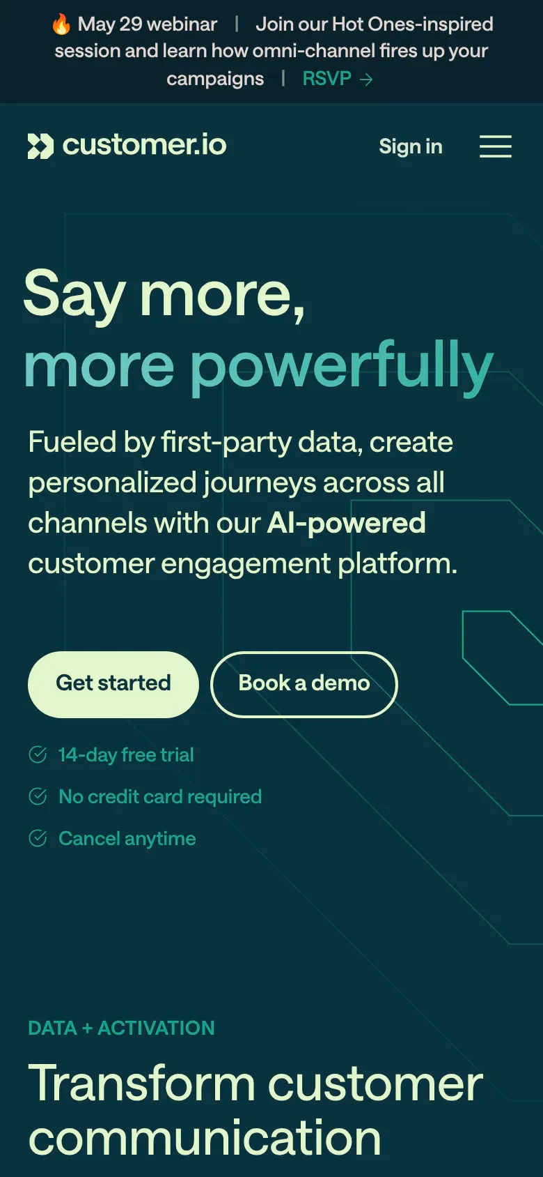 Customer.io mobile screenshot
