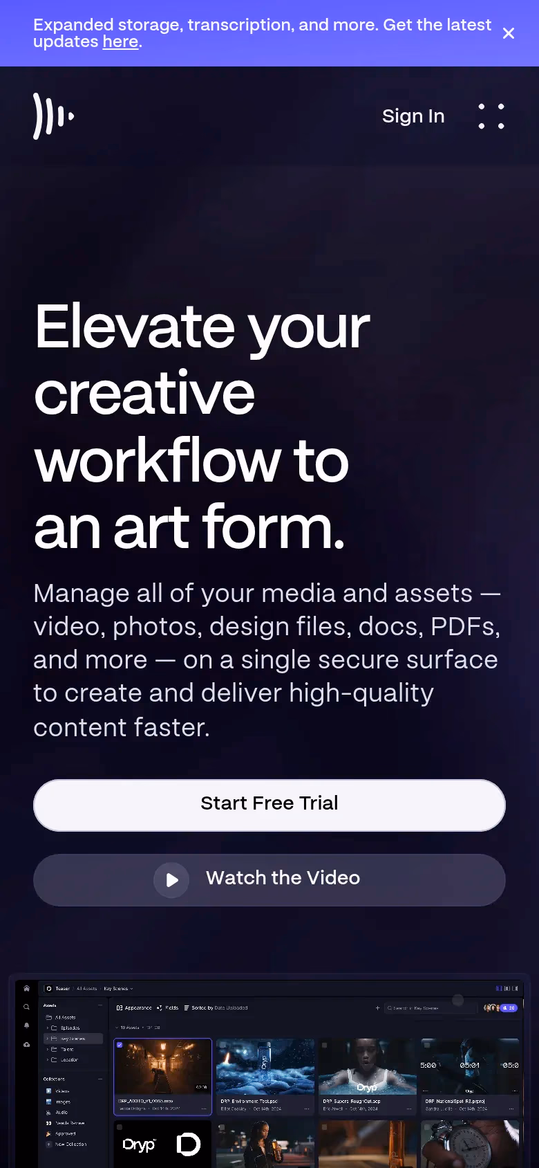Frame.io mobile screenshot