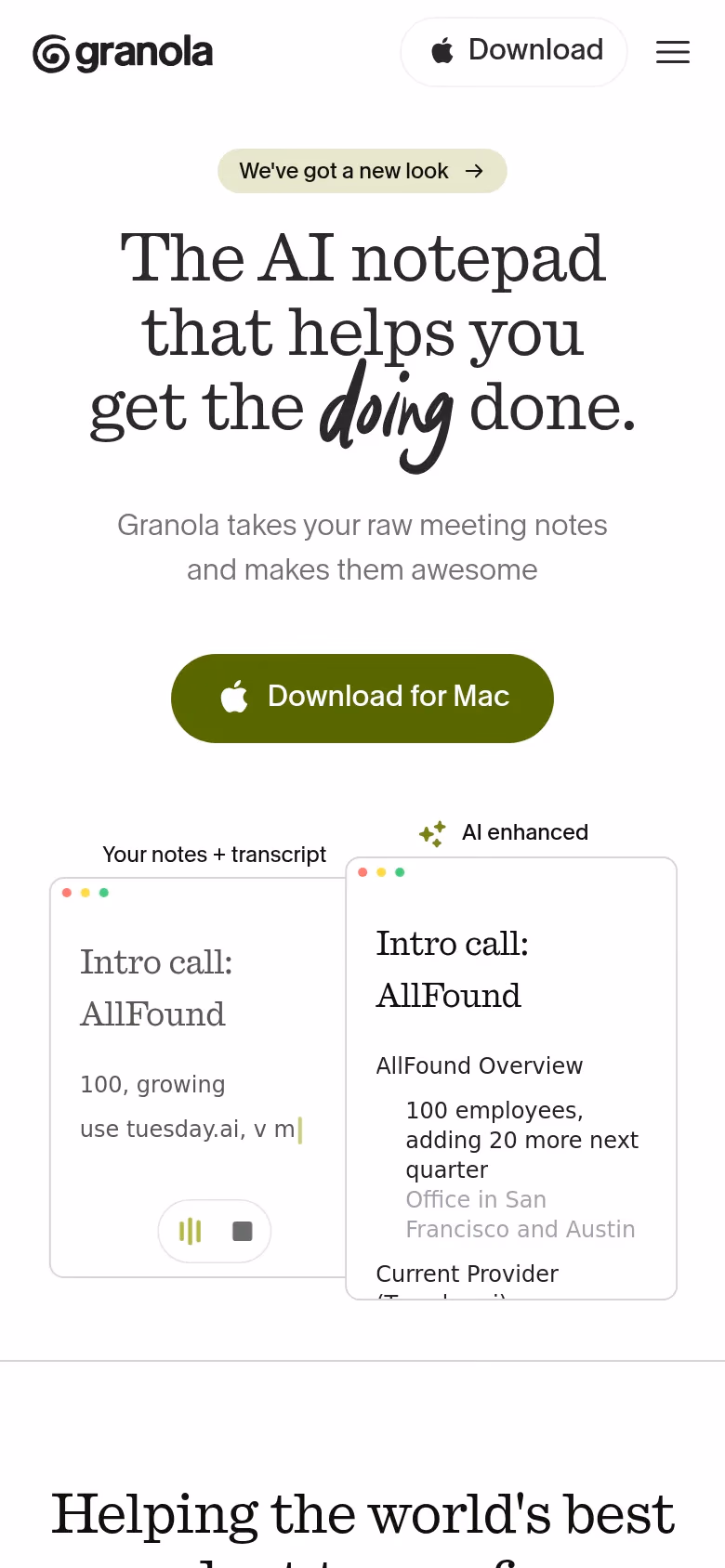 Granola mobile screenshot