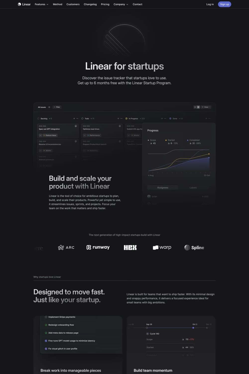 Linear for Startups desktop screenshot