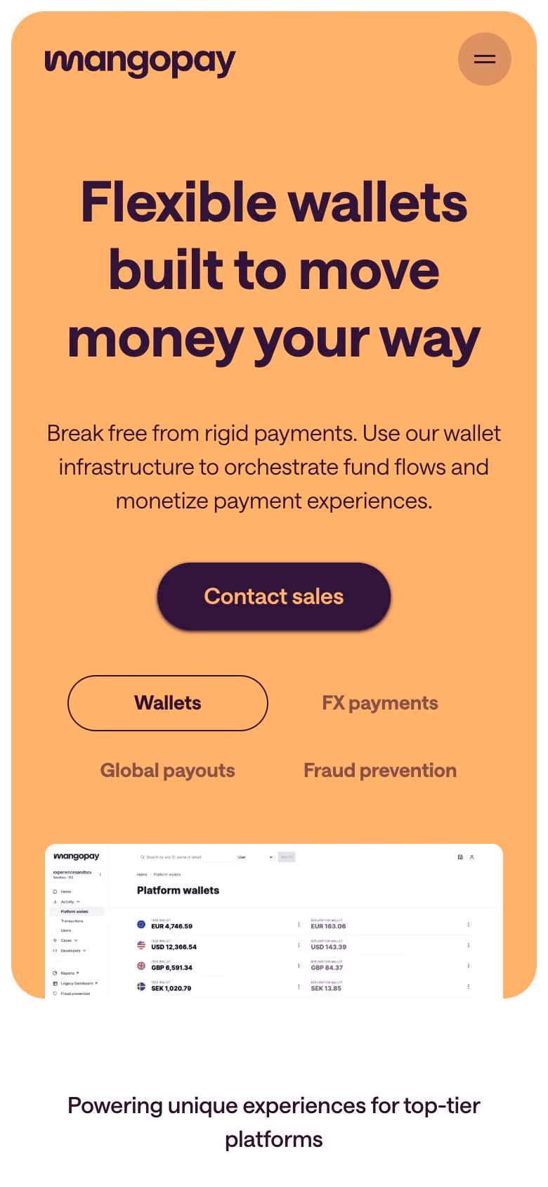 Mangopay mobile screenshot