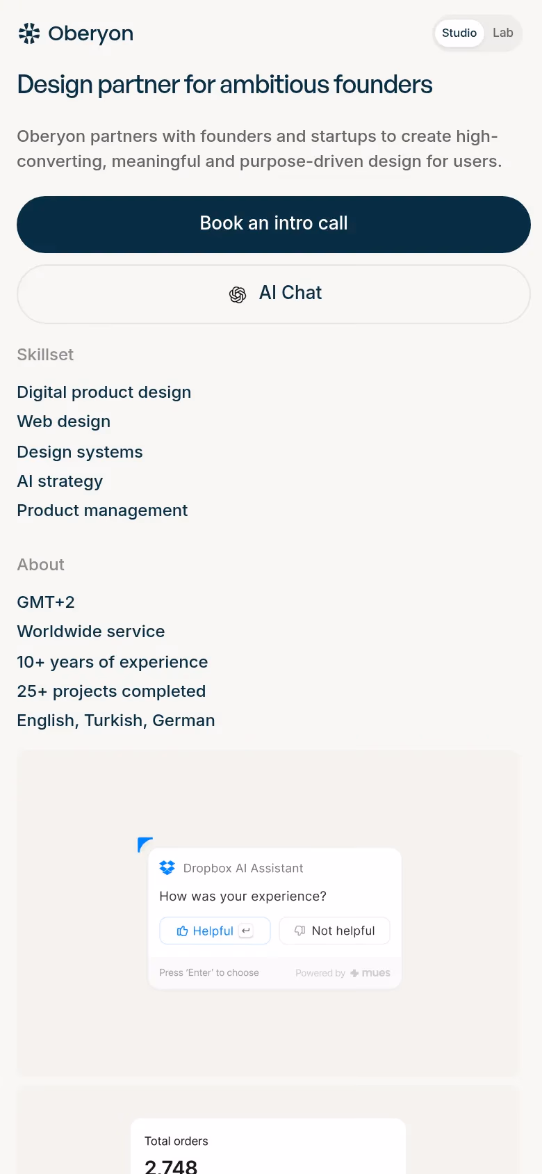 Oberyon mobile screenshot
