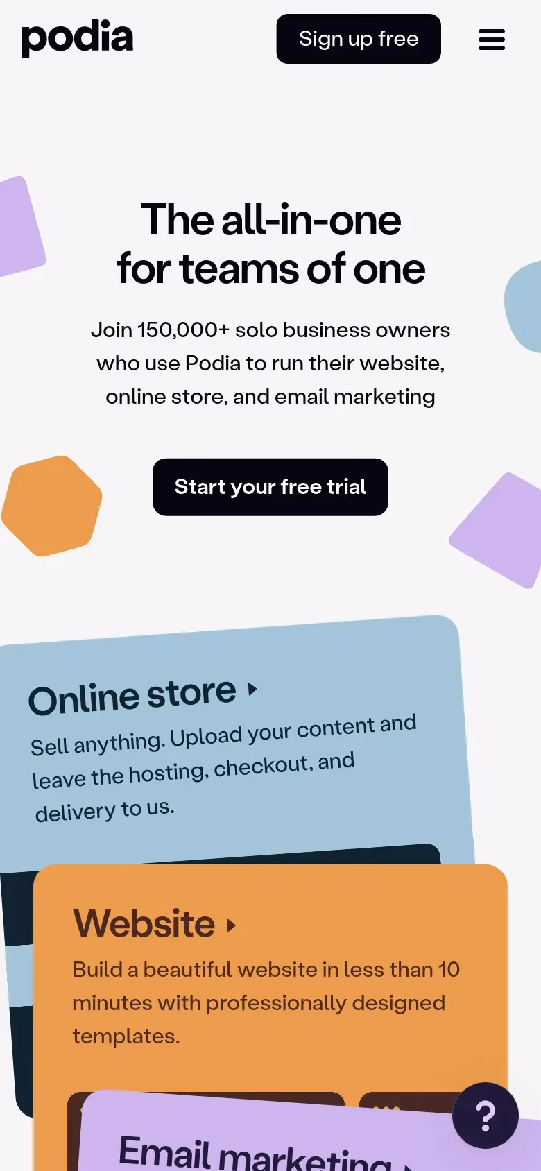 Podia mobile screenshot