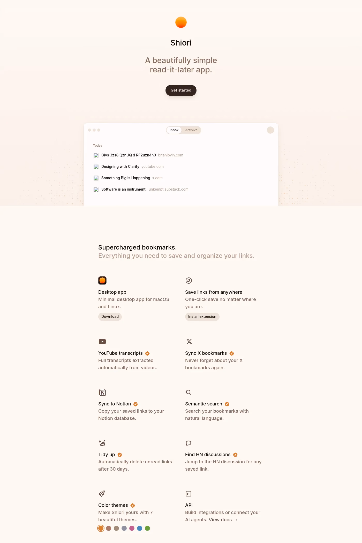 Shiori desktop screenshot