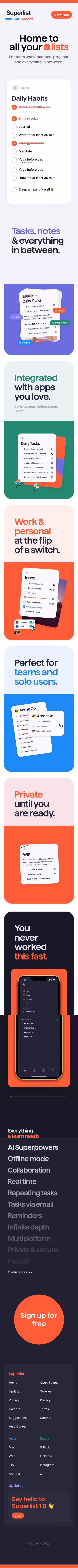Superlist mobile screenshot