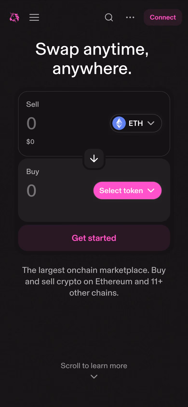 Uniswap mobile screenshot