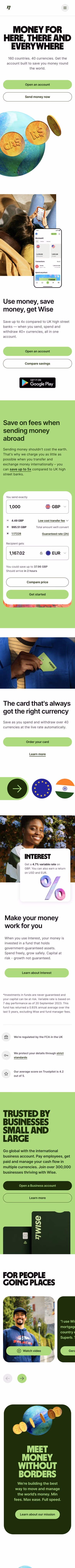 Wise mobile screenshot