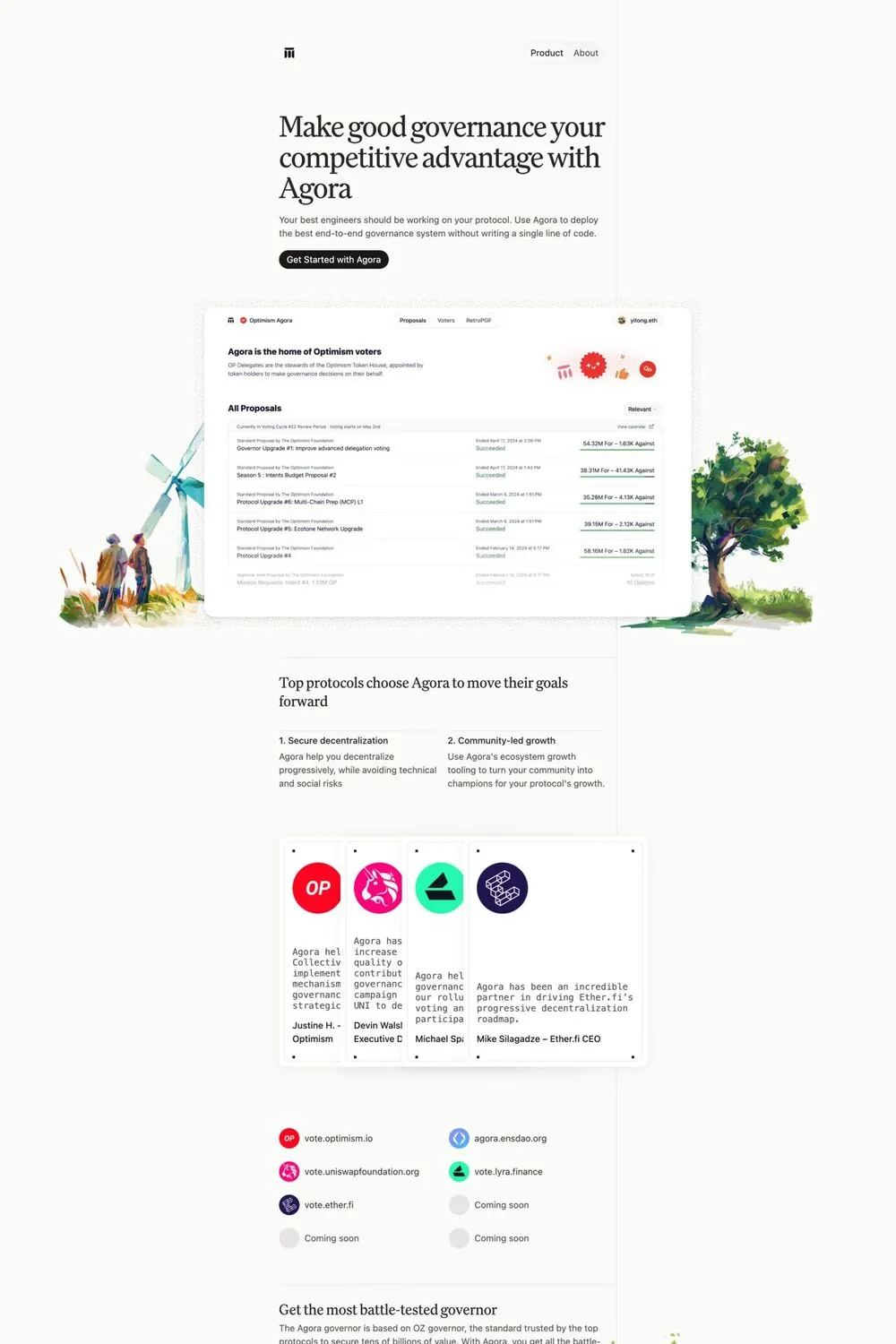 Agora — screenshot of a minimal development landing page in grey and white