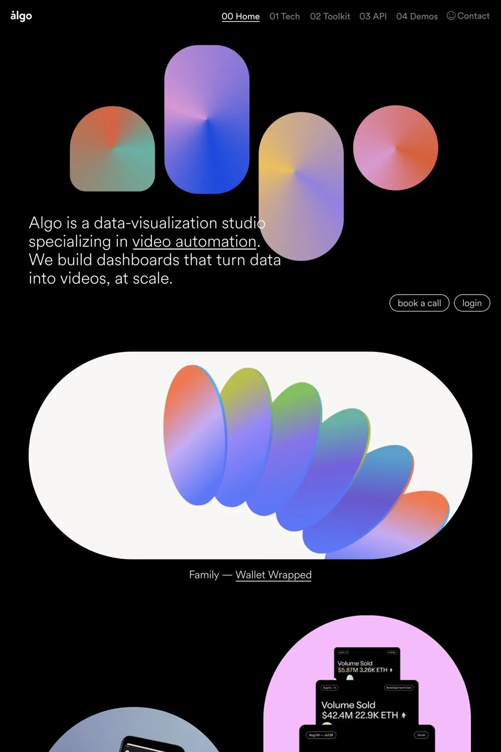 Algo — screenshot of a dark video agency site in black