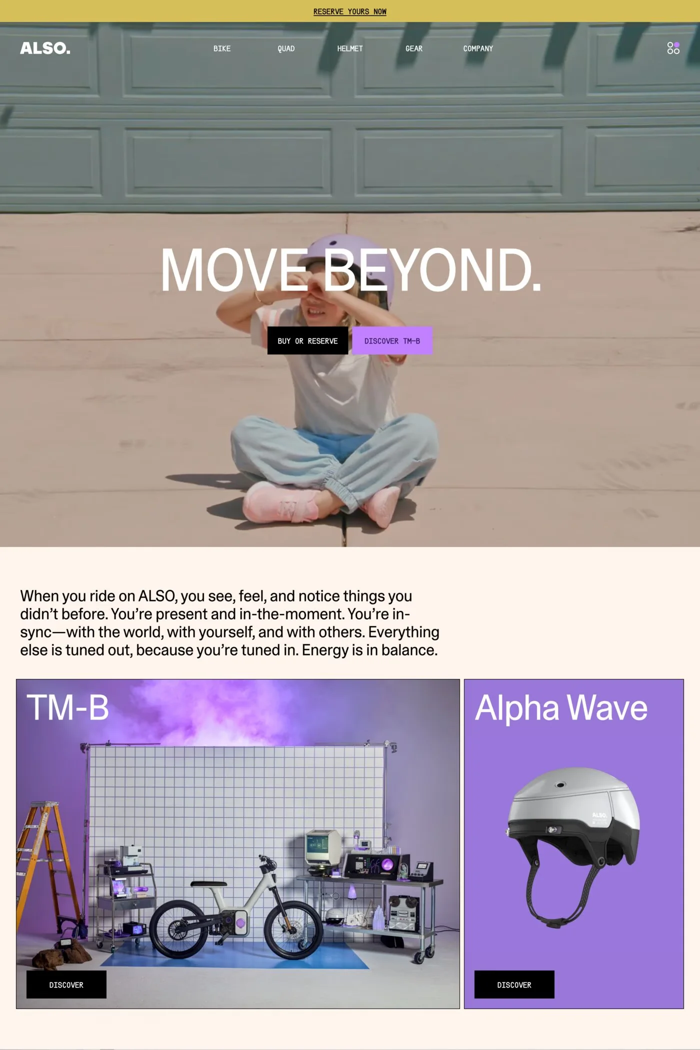 ALSO — screenshot of a 3D transport online shop in purple and light green