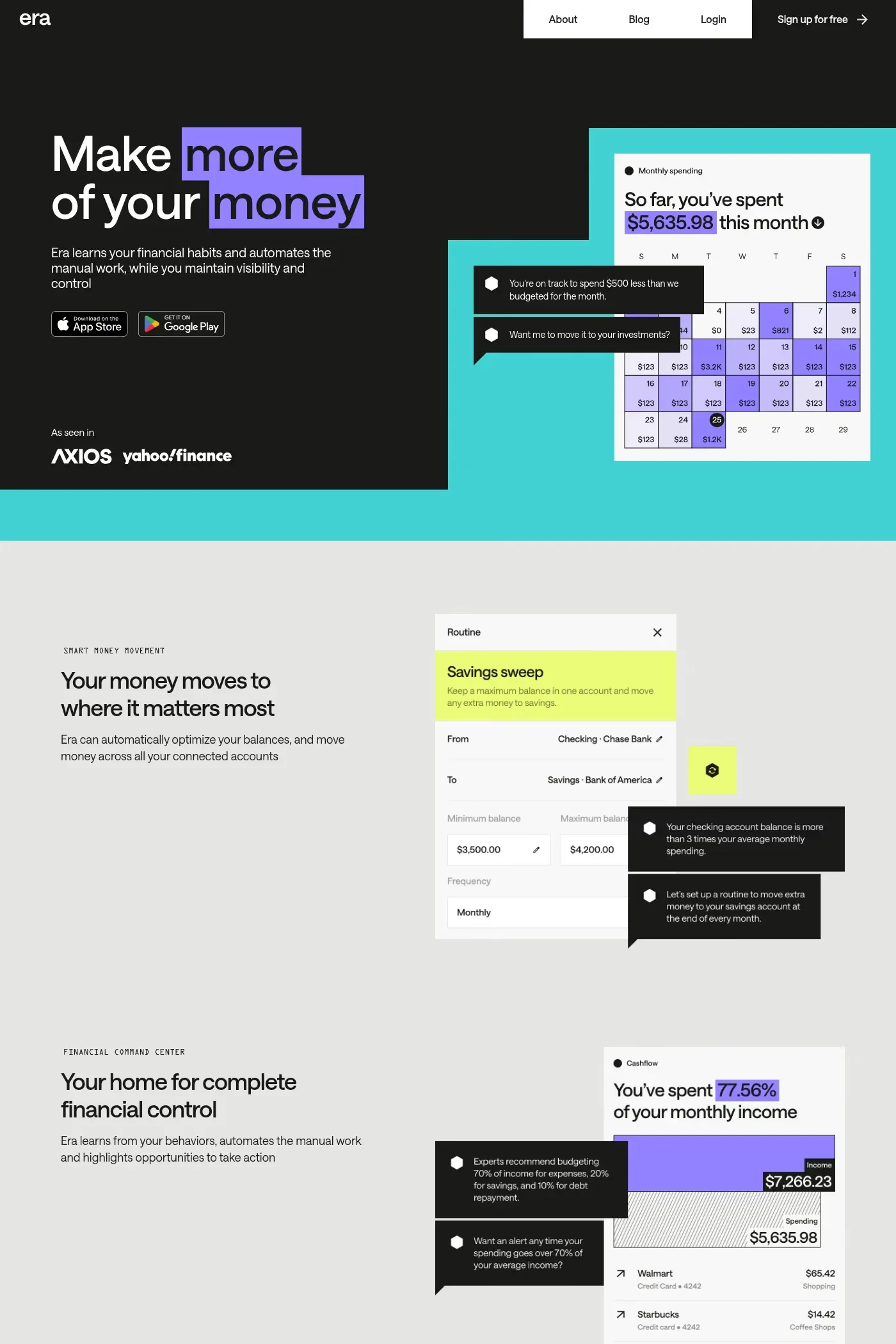 Era — screenshot of a boxy, light AI landing page in black and purple