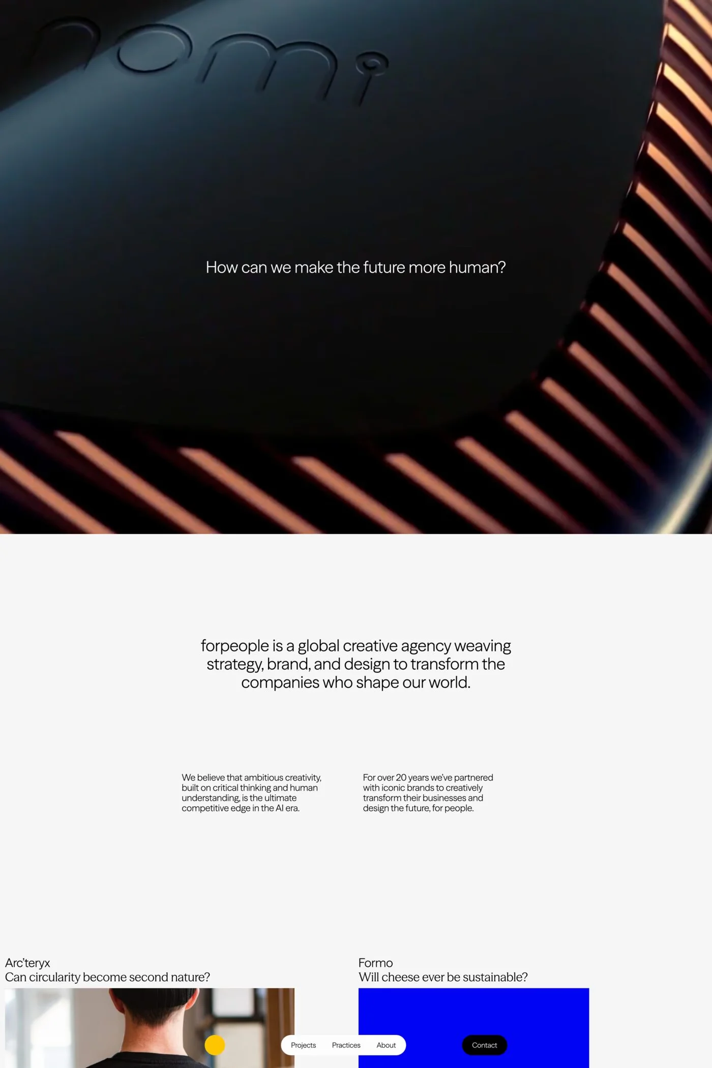 forpeople — screenshot of a 3D design agency site in white and black