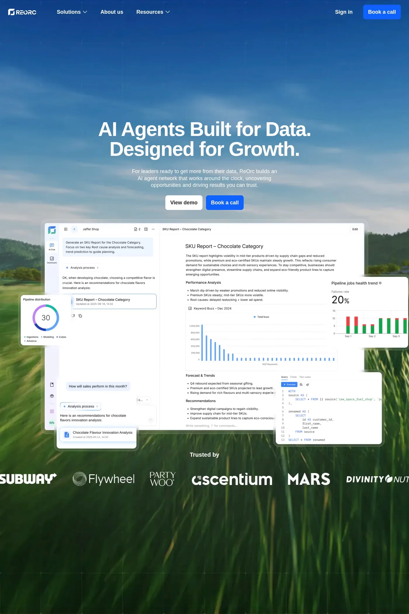 ReOrc — screenshot of a clean AI landing page in white and black