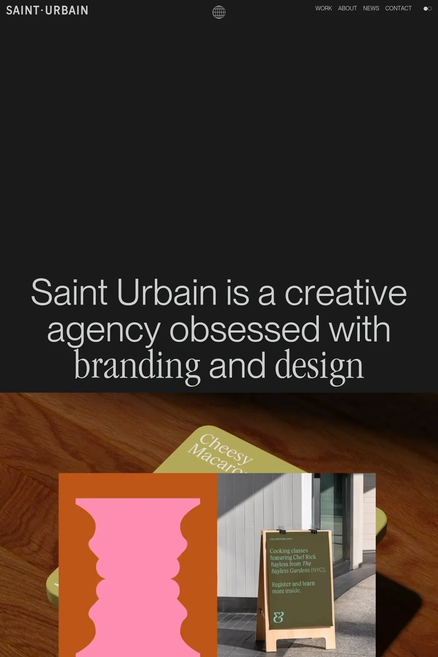 Saint Urbain — screenshot of a typographic design agency site in black and yellow