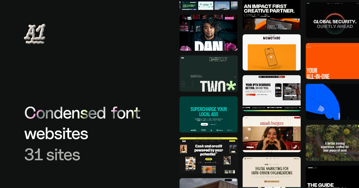 Condensed font website design inspiration (23 examples) · A1 Gallery