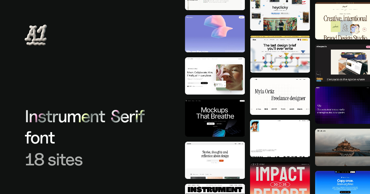 Websites using Instrument Serif font (12 examples) · A1 Gallery