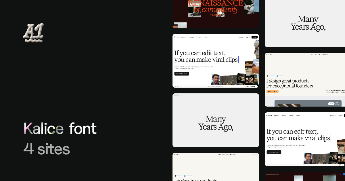 Websites using Kalice font (4 examples) · A1 Gallery