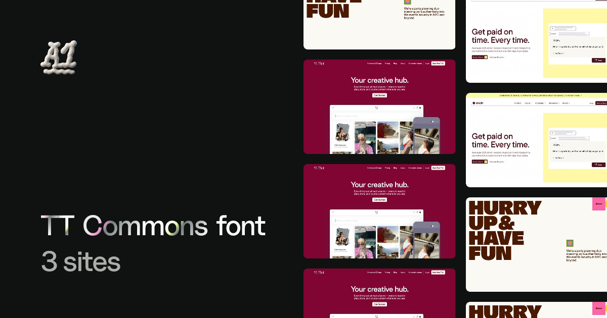 Websites using TT Commons font (3 examples) · A1 Gallery